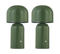 firstchoicelighting Set of 2 Sage Green LED Rechargeable Portable Touch Table Lamps, Wireless Bedside Lights, USB Charging Cable Included, Height 25cm
