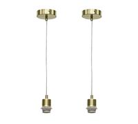 firstchoicelighting Set of 2 Satin Brass Ceiling Light Pendant Lampholder Cable Suspension Kits, LED Compatible, Max Length 100cm