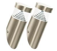 firstchoicelighting Set of 2 Stainless Steel Outdoor Wall Lights, Modern Porch or Garden Sconce, IP44 Rated for Outdoor Use, Integrated 3W LED