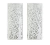 firstchoicelighting Set of 2 White Cut Out Table Lamps or Bedside Lights, Modern Forest Woodland Design, 26cm Height, LED Compatible