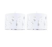 Set of 2 White Pendant Shades, Easy Fit Ceiling Lightshades, Fern Leaf Cut Out Design, Diameter 30cm