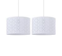 firstchoicelighting Set of 2 White Pendant Shades, Easy Fit Ceiling Lightshades, Modern Cut Out Design, Diameter 33cm