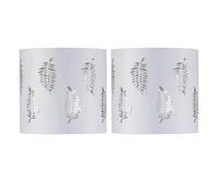 Set of 2 White Table Lamp Shades, Lampshades for Table Lamp or Bedside Light, Fern Leaf Cut Out Design, Diameter 15cm