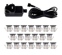 firstchoicelighting Set of 20-30mm LED Decking Plinth Ground Light Kit, Black Bezel, Cool White 6500K, IP67 Waterproof Recessed Outdoor Garden Bathroom Kitchen