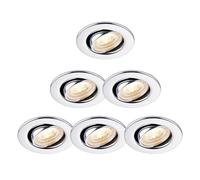 firstchoicelighting Set of 6 Chrome 6W LED Fire Rated Adjustable Recessed Downlights, Home Kitchen Ceiling Spots, Dimmable 3000k Integrated LED