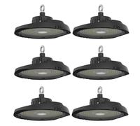 firstchoicelighting Set of 6 x 150W LED High Bay Lights, UFO Style Warehouse Commercial Lighting, IP65 Rated
