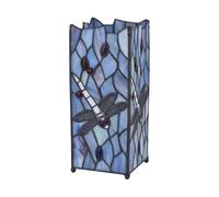 firstchoicelighting Tiffany Table Lamp or Bedside Light, Traditional Blue Dragonfly Glass Design, Height 27cm, LED Compatible