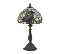 firstchoicelighting Tiffany Table Lamp or Bedside Light, Traditional Floral Glass Design, Height 47cm, LED Compatible