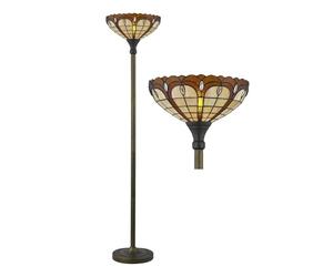 firstchoicelighting Tiffany Uplighter Floor Lamp or Standing Lamp, Traditional Antique Brass and Coloured Glass Design, Height 169cm, LED Compatible