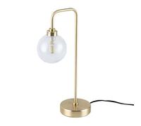 firstchoicelighting Toner - Satin Brass with Clear Glass Globe Table Lamp