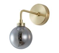 firstchoicelighting Toner - Satin Brass with Smoked Glass Globe Wall Light