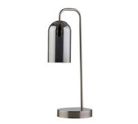 firstchoicelighting Touch Operated Table Lamp or Bedside Light, Brushed Chrome, Smoked Glass Shade, Height 50cm
