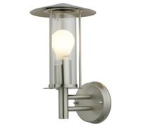 firstchoicelighting Brushed Stainless Steel Outdoor Wall Light Modern Porch Garden Lantern IP44 Rated LED Compatible