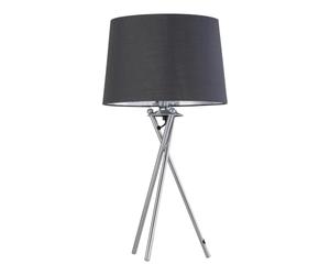 firstchoicelighting Tripod Chrome Lamp with Grey & Silver Fabric Shade