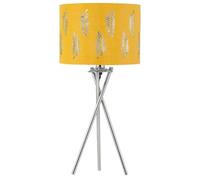 firstchoicelighting Tripod Table Lamp or Bedside Light, Modern Design, Ochre Yellow Leaf Cut Out Shade, Height 52cm, LED Compatible
