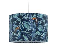 firstchoicelighting Tropical Toucan Design Velvet Easy Fit Ceiling Pendant Lightshade or Table Lamp Shade, Diameter 30cm