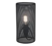 firstchoicelighting Black Cylinder Table Lamp or Bedside Light, Retro Industrial Mesh Design, 20cm Height, LED Compatible