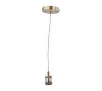 firstchoicelighting Vintage Ceiling Pendant Light, Antique Brass Finish Retro Design Suspension Kit, Includes Ceiling Rose Braided Cable and Lampholder, Height Adjustable