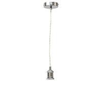 firstchoicelighting Vintage Ceiling Pendant Light, Chrome Finish Retro Design Suspension Kit, Includes Ceiling Rose White Braided Cable and Lampholder, Height Adjustable