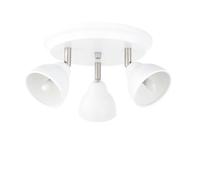 firstchoicelighting White & Brushed Chrome 3 Way Ceiling Spotlight, Adjustable Downlights Fitting, LED Compatible