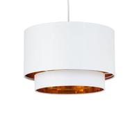 firstchoicelighting White Ceiling Light Shade, Easy Fit Pendant Shade, Metallic Gold Inner, Diameter 38cm