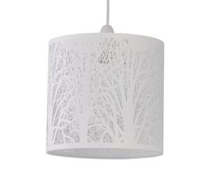 firstchoicelighting White Forest Tree Easy Fit Ceiling Pendant Lightshade, Metal Cut Out Design, Diameter 23cm