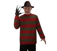 FirstCos Men's Freddy Sweater Nightmare On Elm St Long Sleeve Striped Knitted Jumper Sweater Halloween Costume, Red, Medium