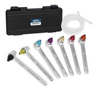 FIRSTINFO F35232 | 7Pcs, 6 Point | Brake Bleeder Wrench Set | 7-12mm & 3/8-Inch | Built-in One-Way Check Valve Socket | with Bleeder Hose
