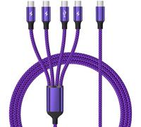 Firsting USB C Splitter Multi Charging Cable, Nylon Braided 4 in 1 Cables, USB C to USB C Cable with 4 Type C Compatible with iPhone 16/15 Series, Galaxy S Series with Most Phones and More (1PACK 5FT)
