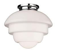Firstlight Art Deco Flush Fitting, Chrome with Opal White Glass