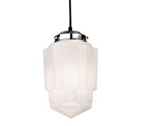 Netlighting Art 1 Light Ceiling Pendant Chrome, Opal White Glass, E27 - 4949CH