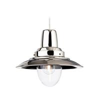 Firstlight E27 Edison Screw 60 Watt Fisherman Pendant, Chrome with Clear Glass
