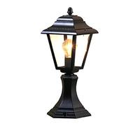 Firstlight E27 IP43 1 x 60 Watt 4-Panel Lantern Pillar, Black