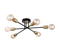 Firstlight Trident - 6 Light Multi Arm Semi Flush Light Black with Brushed Brass, E27