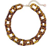 Firstmeet Chunky Acrylic Tortoise Shell Oval Link Chain Choker Necklace for Women Men, Acrylic, No Gemstone