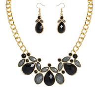 Firstmeet Gorgeous Water-Drop Resin Rhinestone Necklace Elegant Crystal Collar for Women, Resin, No Gemstone