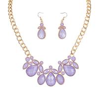 Firstmeet Gorgeous Water-Drop Resin Rhinestone Necklace Elegant Crystal Collar for Women, Resin, No Gemstone