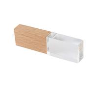 FIRSTMEMORY 32GB USB 2.0 Flash Drive Novelty Wood Crystal Transparent Pen Drive LED Light Memory Stick Thumb Drives Data Storage Pendrive Gifts (32 GB, Crystal & Wood)
