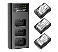 FirstPower NP-FW50 Battery 3-Pack and Triple Slot Charger for Sony A6000 | Compatible with Sony A6400, ZV-E10, A6500, A6300, Alpha 7, A7, A7II, A7RII, A7SII, A7S, A7S2, A7R, A7R2, A5000, NEX-3, RX10