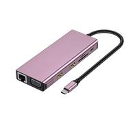FIRSTXIU 12 In 1 Laptop Docking Station Double Display USB C Adapter Adapter With VGA 4 USB3.0 Gigabit Ethernet USB Card Reader Type Hub