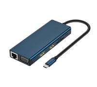FIRSTXIU 12 In 1 Laptop Docking Station Double Display USB C Adapter Adapter With VGA 4 USB3.0 Gigabit Ethernet USB Card Reader Type Hub