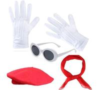 FIRSTXIU 1980s French Costume Set French Berets Hat Glasses Scarf Gloves Artist Kits For Halloween Cosplay Carnivals