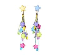FIRSTXIU 2 Pcs Color Pin Star Beaded Earrings Acrylic Ear Jewelry Earrings Fashion Unique Cool Pentagrams Earring for Girls