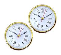 FIRSTXIU 2Pcs Stylish 65MM Round Small Quartzs Clock Insert With Roman/Arabic Number And Gold Silver Trim For Home Decoration