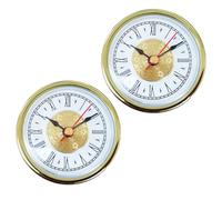 FIRSTXIU 2Pcs Stylish 65MM Round Small Quartzs Clock Insert With Roman/Arabic Number And Gold Silver Trim For Home Decoration
