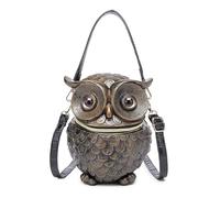 FIRSTXIU 3D Owl Embossed Shoulder Bag Creative Punk Female Crossbody Bag Animal Shape Handbag Suitable for Various Occasion