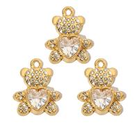 FIRSTXIU 3pcs Gold Plated Sturdy Stainless Steel Charm Including French Crystals Cats Paws And Love Heart Pendant Daily Use Jewelry Components