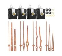 FIRSTXIU 4 Packs Clock Mechanism With 4 Types Of Wood Hands Quiet Movement Battery Operated Parts Kits Wall Clock Motor Kits