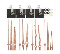 FIRSTXIU 4 Packs Clock Mechanism With 4 Types Of Wood Hands Quiet Movement Battery Operated Parts Kits Wall Clock Motor Kits