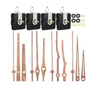 FIRSTXIU 4 Packs Clock Mechanism With 4 Types Of Wood Hands Quiet Movement Battery Operated Parts Kits Wall Clock Motor Kits